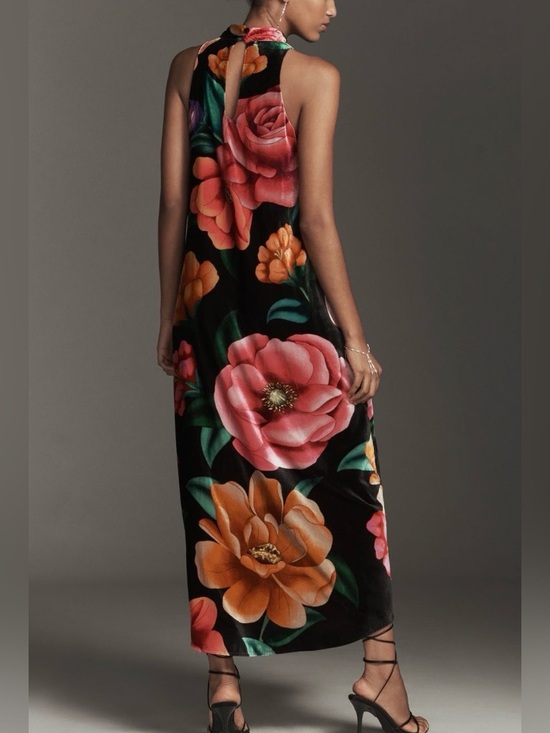 Farm Rio Halter Flowy Velvet Maxi Dress - Picture 4 of 14